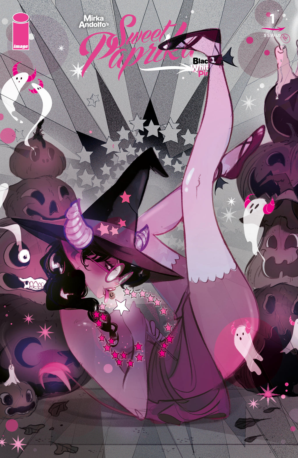 MIRKA ANDOLFOS SWEET PAPRIKA BLACK WHITE & PINK HALLOWEEN SPECIAL #1 - CVR E INC 1:50 FILIPPO CURZI YUM VAR (MR)