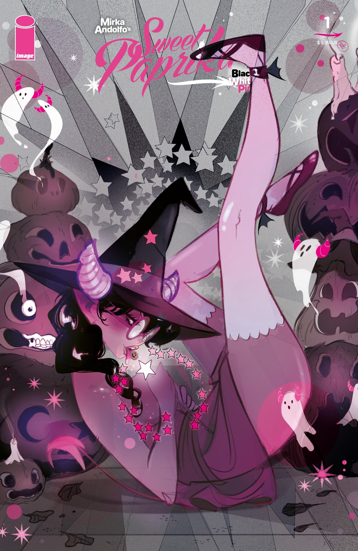 MIRKA ANDOLFOS SWEET PAPRIKA BLACK WHITE & PINK HALLOWEEN SPECIAL #1 - CVR E INC 1:50 FILIPPO CURZI YUM VAR (MR)